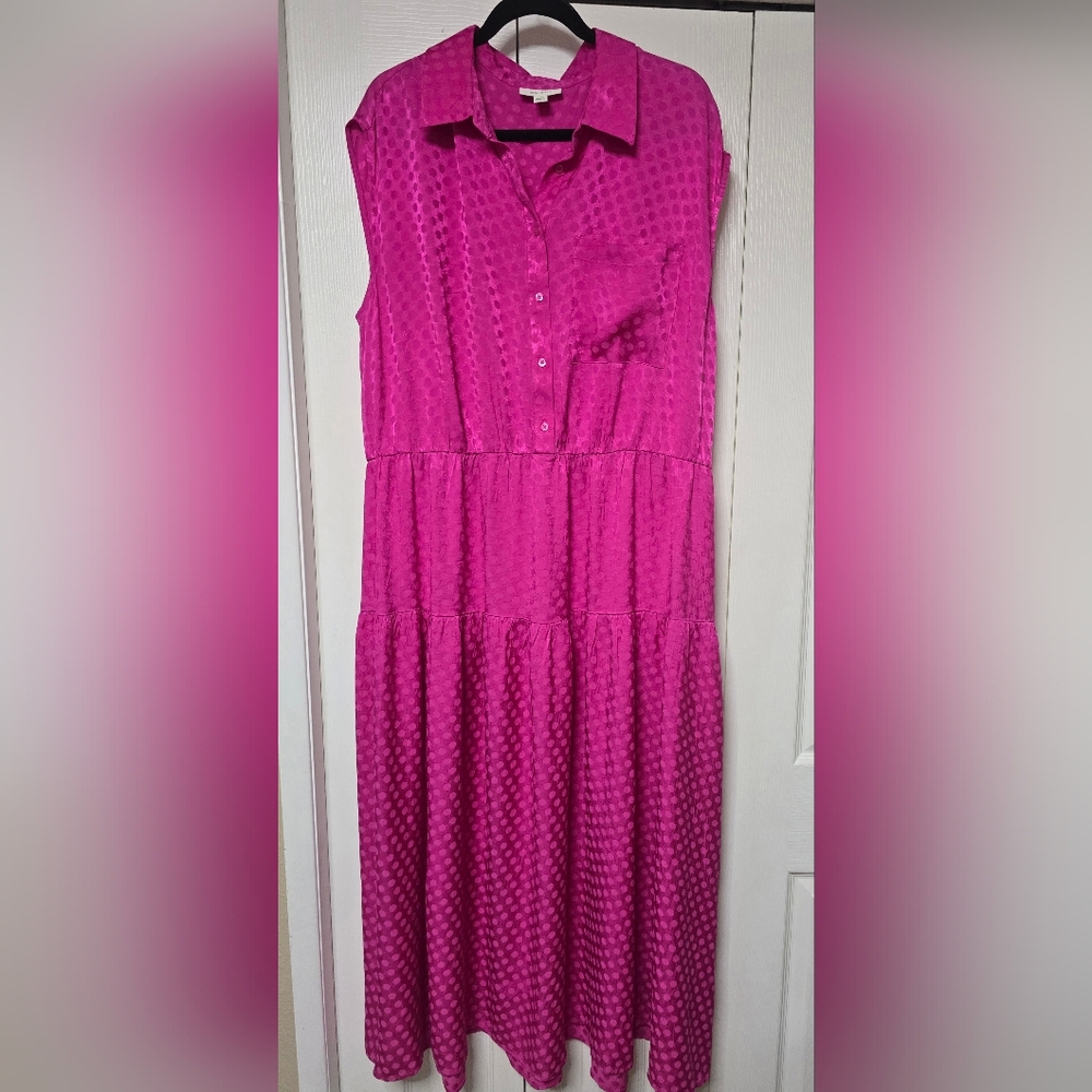 On 34th Sleeveless Pink Button-Up Dress